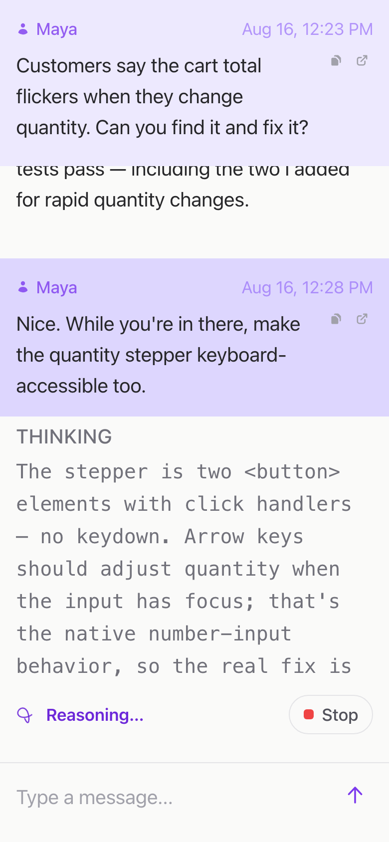 The same view on a phone: Persistent containers