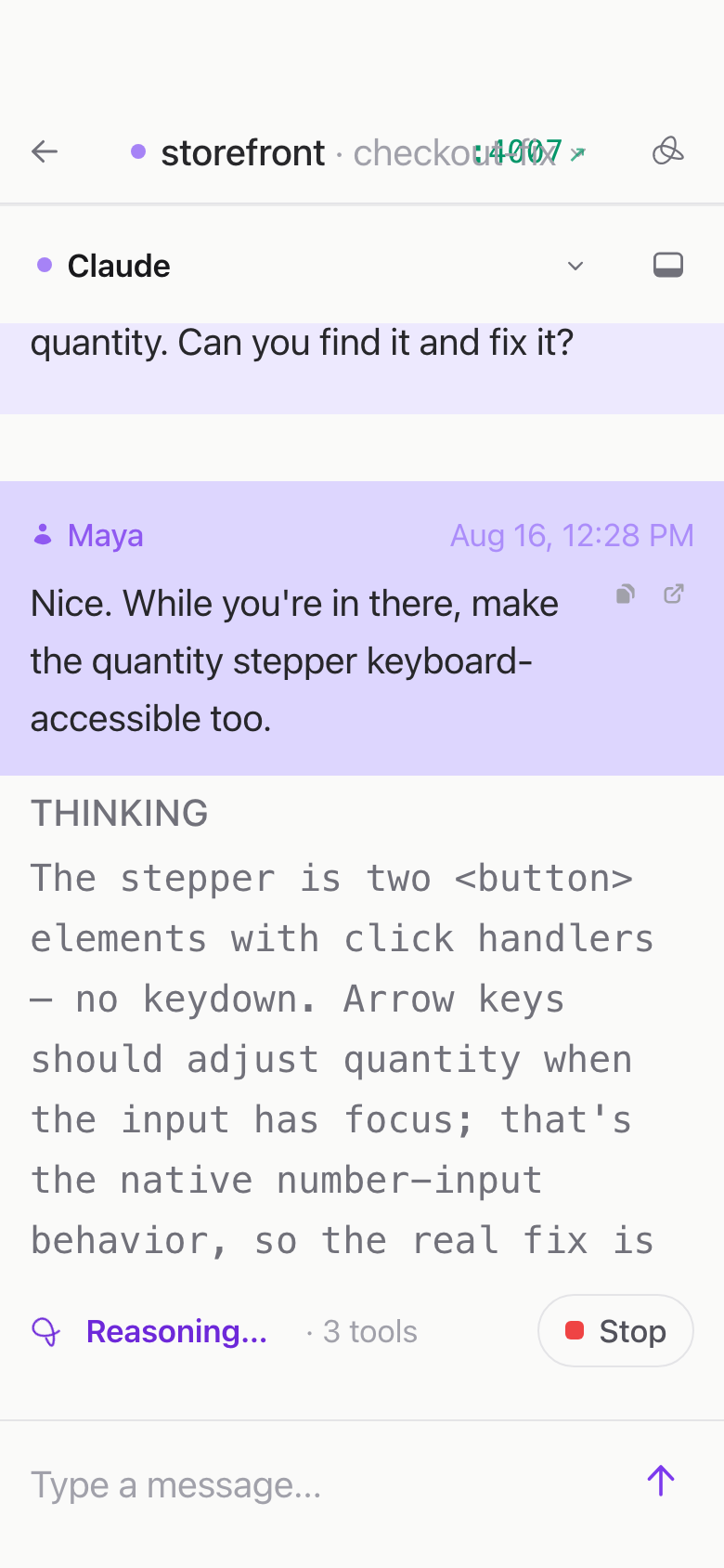 The same view on a phone: Multiple agents per project