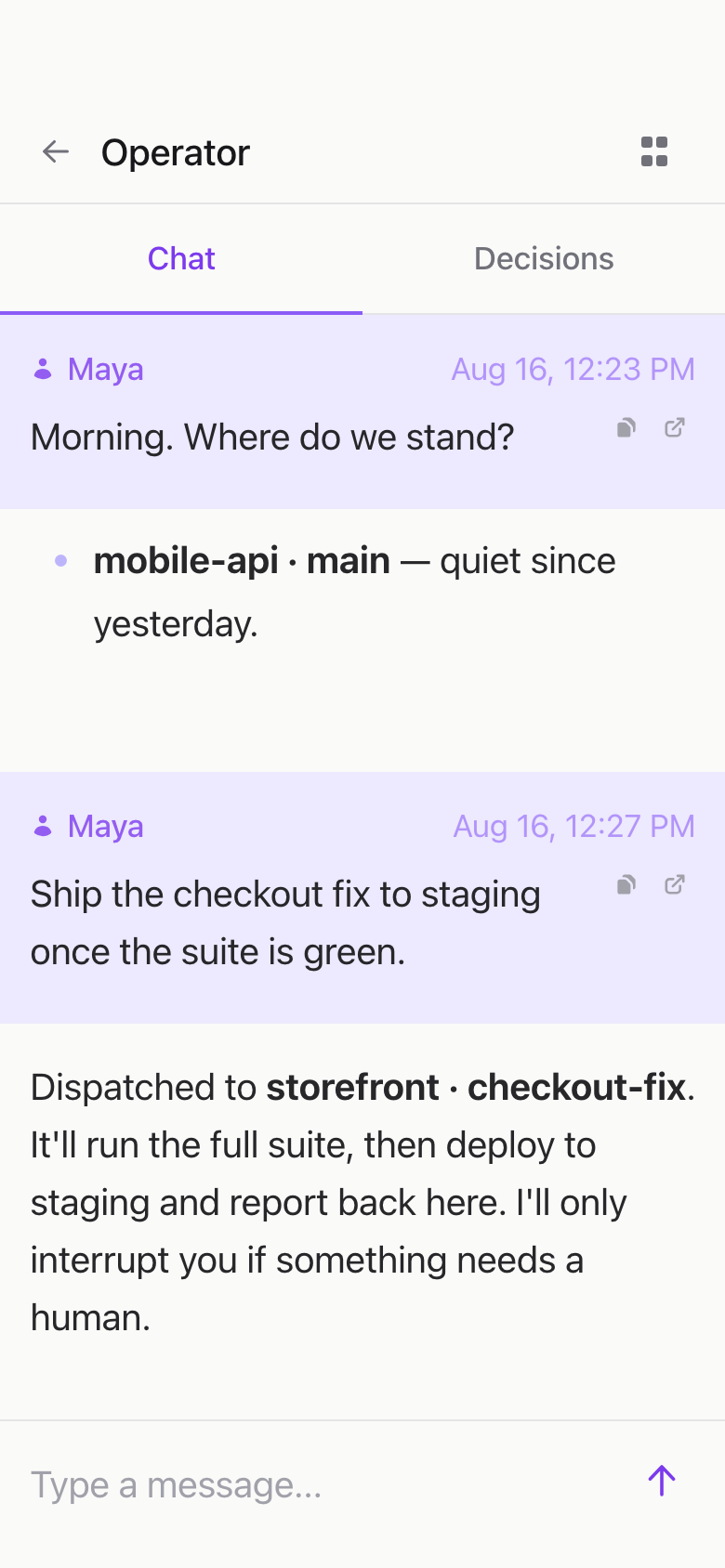 The same view on a phone: An operator runs the yard