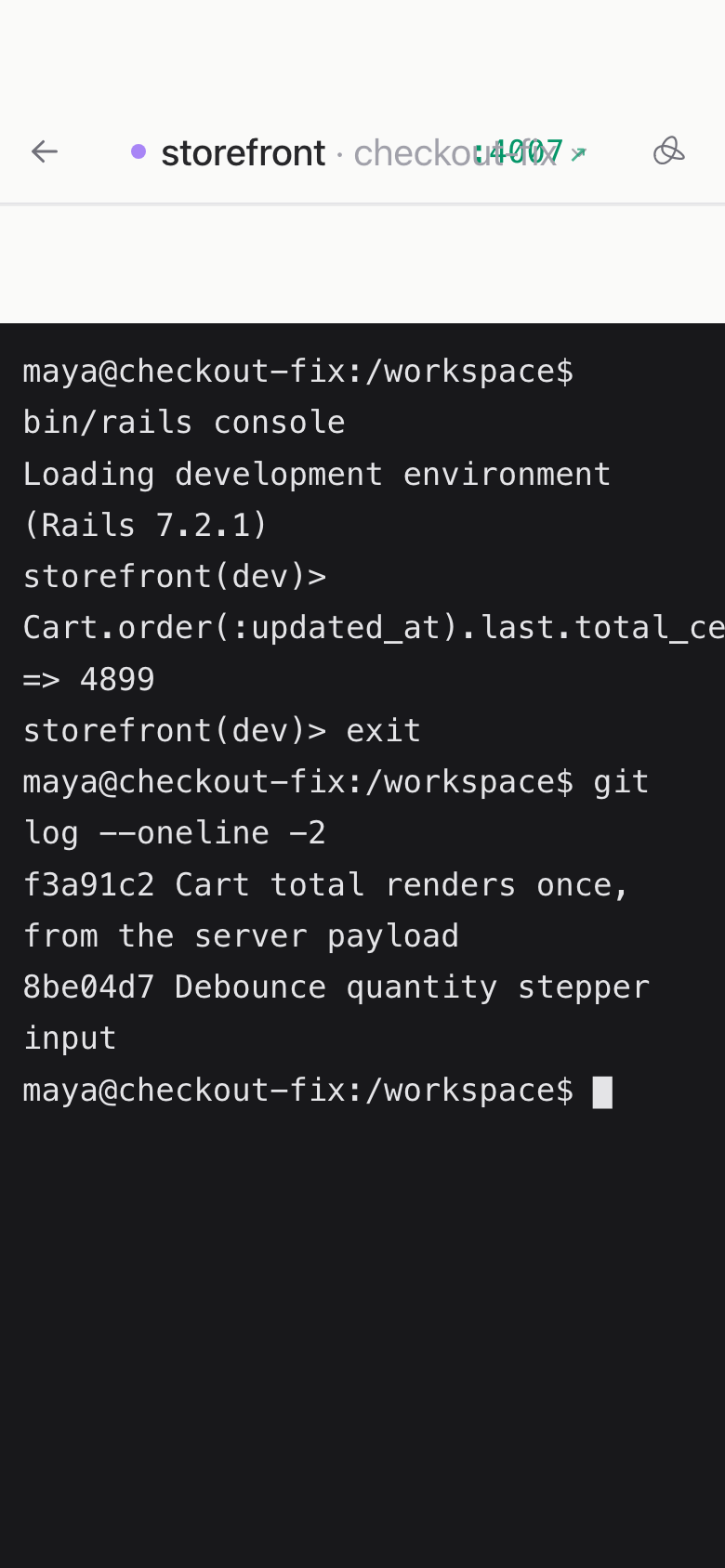 The same view on a phone: SSH into any container